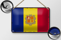 Blechschild Flagge Andorra 18x12cm Retro Flag of Andora