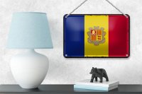 Blechschild Flagge Andorra 18x12cm Retro Flag of Andora