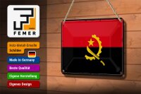 Blechschild Flagge Angolas 18x12cm Retro Flag of Angola