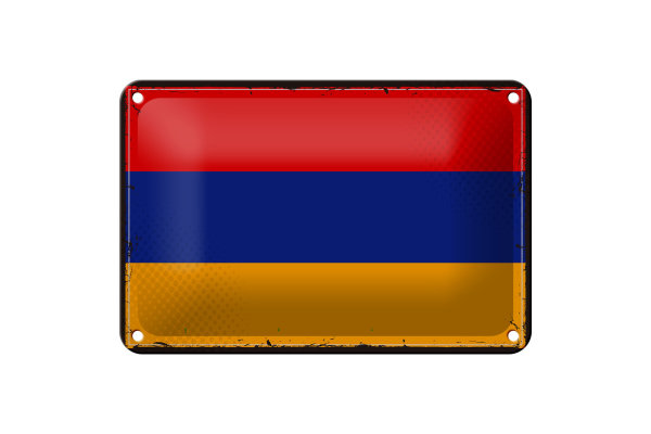 Blechschild Flagge Armenien 18x12cm Retro Flag of Armenia