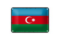 Blechschild Flagge Aserbaidschan 18x12cm Retro Azerbaijan