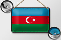 Blechschild Flagge Aserbaidschan 18x12cm Retro Azerbaijan