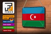 Blechschild Flagge Aserbaidschan 18x12cm Retro Azerbaijan