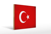 Holzschild Flagge Türkei 40x30cm Flag of Turkey Vintage