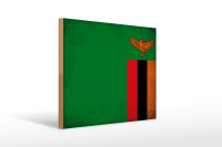 Holzschild Flagge Sambia 40x30cm Flag of Zambia Vintage