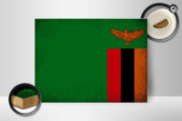 Holzschild Flagge Sambia 40x30cm Flag of Zambia Vintage