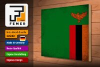Holzschild Flagge Sambia 40x30cm Flag of Zambia Vintage