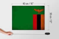 Holzschild Flagge Sambia 40x30cm Flag of Zambia Vintage