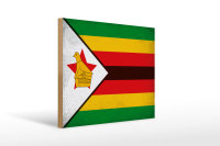 Holzschild Flagge Simbabwe 40x30cm Flag Zimbabwe Vintage