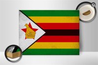 Holzschild Flagge Simbabwe 40x30cm Flag Zimbabwe Vintage