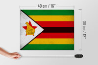 Holzschild Flagge Simbabwe 40x30cm Flag Zimbabwe Vintage