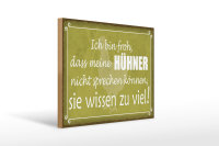 Holzschild Spruch 40x30cm froh meine Hühner nicht...