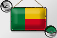 Blechschild Flagge Benins 18x12cm Retro Flag of Benin...