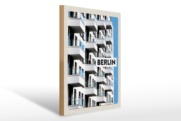 Holzschild Reise 30x40cm Berlin Deutschland Hochhaus