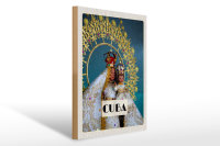 Holzschild Reise 30x40cm Cuba Karibik Königin als Statue