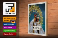 Holzschild Reise 30x40cm Cuba Karibik Königin als Statue