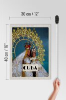 Holzschild Reise 30x40cm Cuba Karibik Königin als Statue