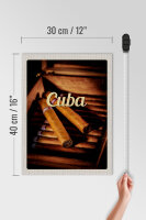 Holzschild Reise 30x40cm Cuba Karibik Kubanische Zigarette