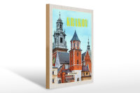 Holzschild Reise 30x40cm Krakau Turm Mittelalter...