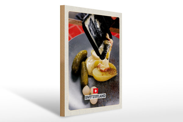 Holzschild Reise 30x40cm Schweiz Raclette Europäische Gerichte