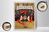 Holzschild Reise 30x40cm Sizilien Italien Skulptur Trinacria