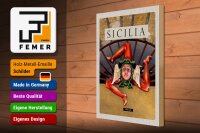 Holzschild Reise 30x40cm Sizilien Italien Skulptur Trinacria