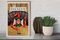 Holzschild Reise 30x40cm Sizilien Italien Skulptur Trinacria