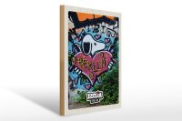 Holzschild Reise 30x40cm Berlin Liebe Graffiti Kunst...