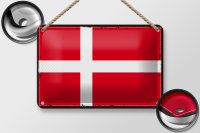 Blechschild Flagge Dänemarks 18x12cm Retro Flag of...