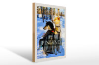 Holzschild Reise 30x40cm Finnland Schnee Winterzeit Wald...