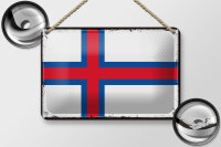 Blechschild Flagge Färöer 18x12cm Retro Flag Faroe Islands