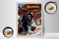Holzschild Reise 30x40cm Greece Griechenland Esel auf Gebirge