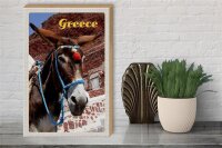 Holzschild Reise 30x40cm Greece Griechenland Esel auf Gebirge