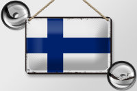 Blechschild Flagge Finnlands 18x12cm Retro Flag of...