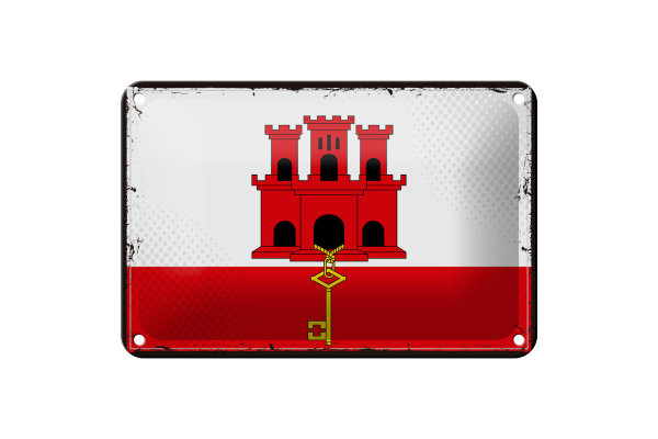 Blechschild Flagge Gibraltars 18x12cm Retro Flag Gibraltar Dekoration