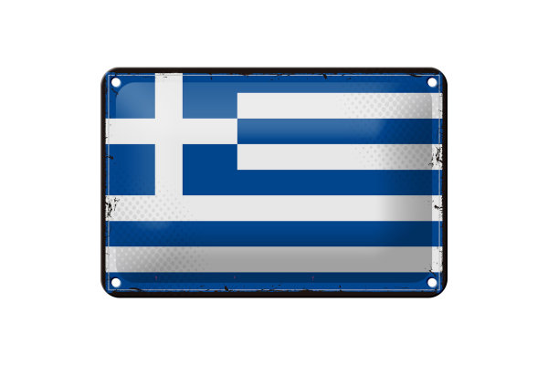 Blechschild Flagge Griechenlands 18x12cm Retro Flag Greece Dekoration