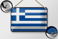 Blechschild Flagge Griechenlands 18x12cm Retro Flag Greece Dekoration
