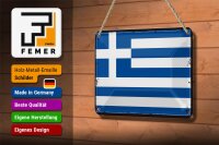 Blechschild Flagge Griechenlands 18x12cm Retro Flag Greece Dekoration
