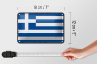 Blechschild Flagge Griechenlands 18x12cm Retro Flag Greece Dekoration