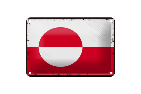 Blechschild Flagge Grönlands 18x12cm Retro Flag Greenland Dekoration