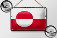 Blechschild Flagge Grönlands 18x12cm Retro Flag Greenland Dekoration