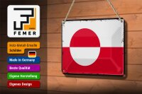 Blechschild Flagge Grönlands 18x12cm Retro Flag Greenland Dekoration