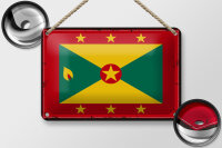Blechschild Flagge Grenadas 18x12cm Retro Flag of Grenada Dekoration