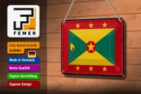 Blechschild Flagge Grenadas 18x12cm Retro Flag of Grenada Dekoration