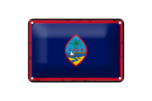 Blechschild Flagge Guams 18x12cm Retro Flag of Guam Dekoration