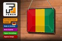 Blechschild Flagge Guineas 18x12cm Retro Flag of Guinea Dekoration