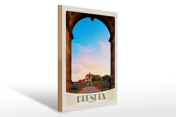 Holzschild Reise 30x40cm Dresden Deutschland Garten Architektur