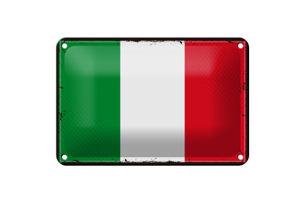Blechschild Flagge Italiens 18x12cm Retro Flag of Italy Dekoration