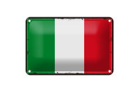 Blechschild Flagge Italiens 18x12cm Retro Flag of Italy Dekoration