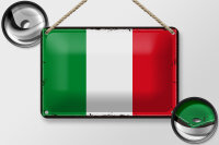 Blechschild Flagge Italiens 18x12cm Retro Flag of Italy Dekoration